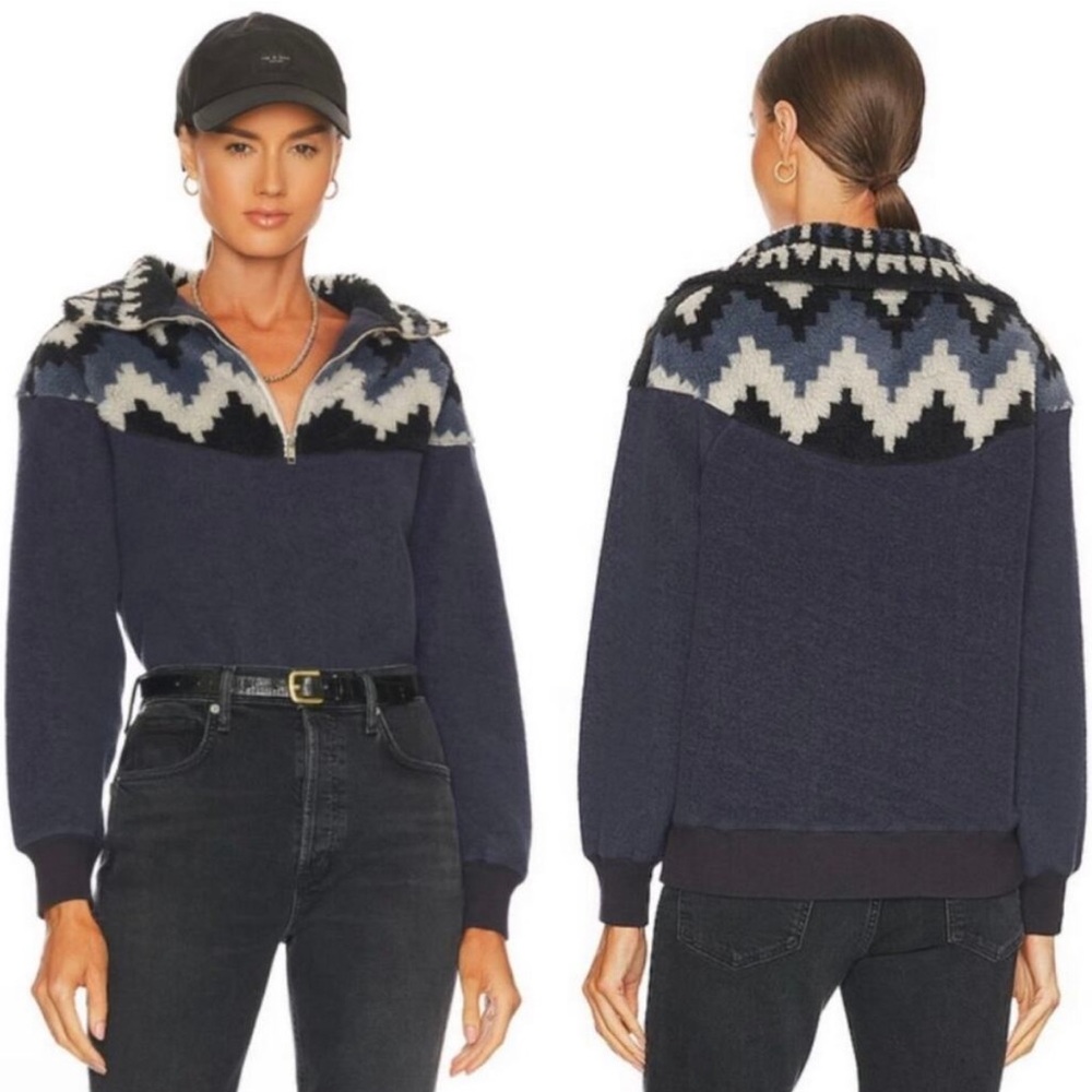 The Great Fleece Half Zip Pullover in Navy Canyon Geo